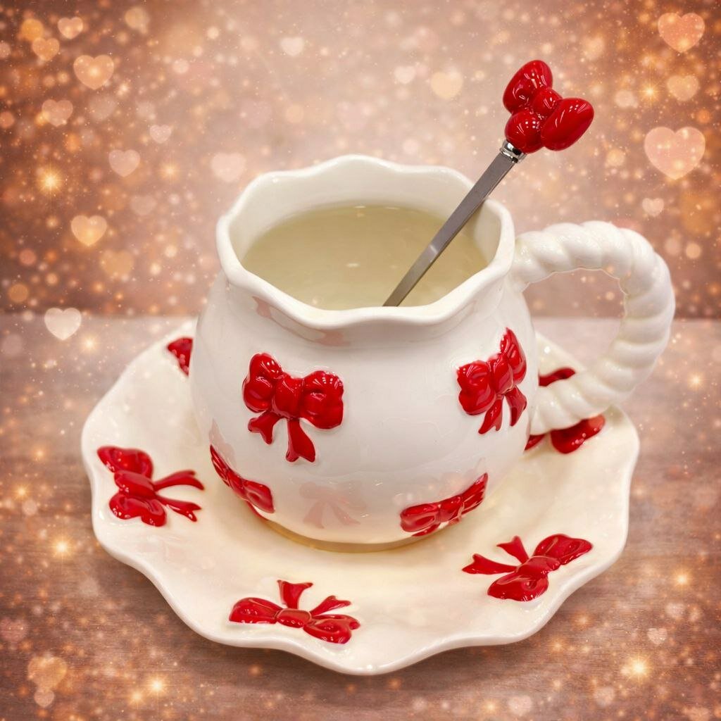 Фарфоровый чайно-кофейный набор с ложкой в форме сердца: чашка, блюдце и ложка, подарочный