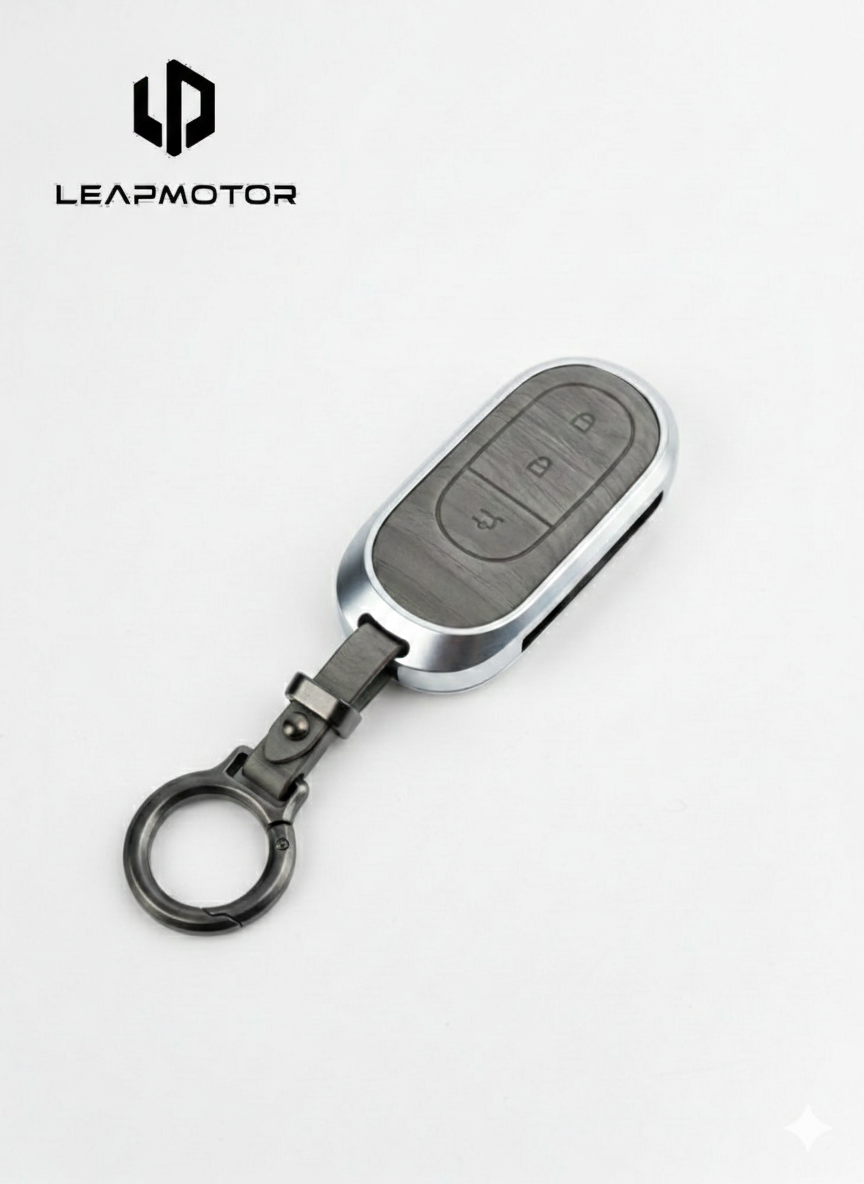 Чехол CarCape, для брелока LEAPMOTOR, алюминий/силикон, серебристый — фото 1