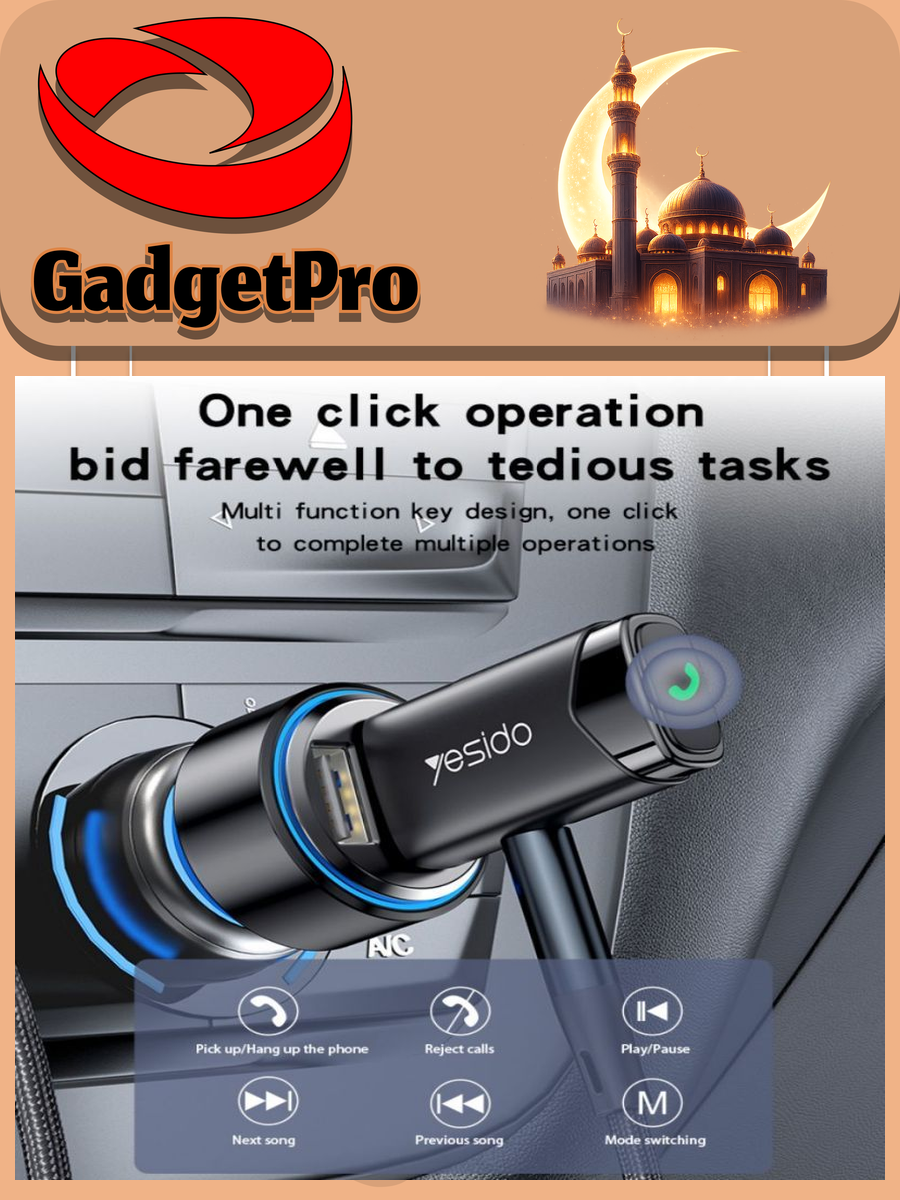 Адаптер Yesido YAU40 USB-передатчик Bluetooth для AUX, беспроводной, современный дизайн.