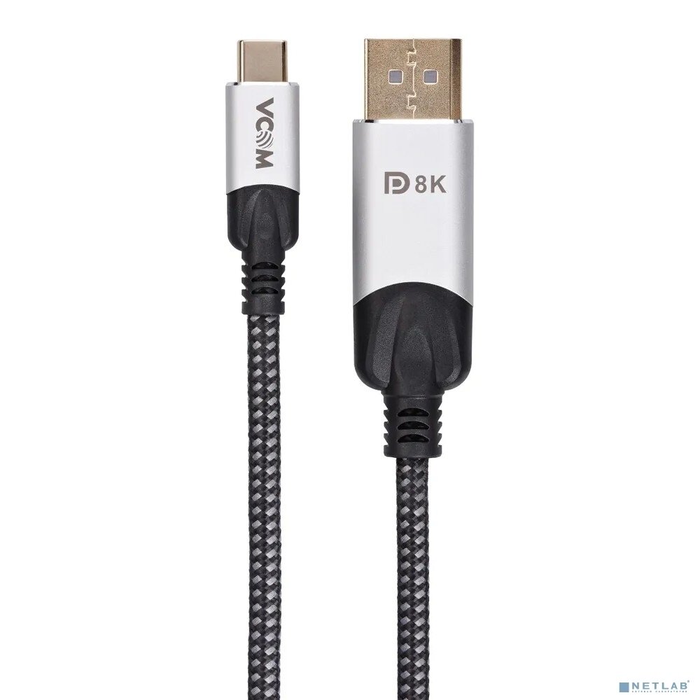Кабель-адаптер VCOM USB 3.1 Type-Cm --> DP(m) 8K@60Hz, 1,5 м, Alumi Shell, — фото 1