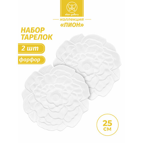 Набор 2-х тарелок Elan Gallery Пион 255х255х25 см 2052₽