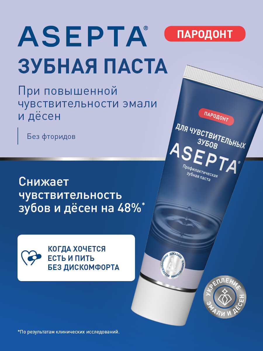 Зубная паста для чувствительных зубов Асепта Sensitive, 75мл