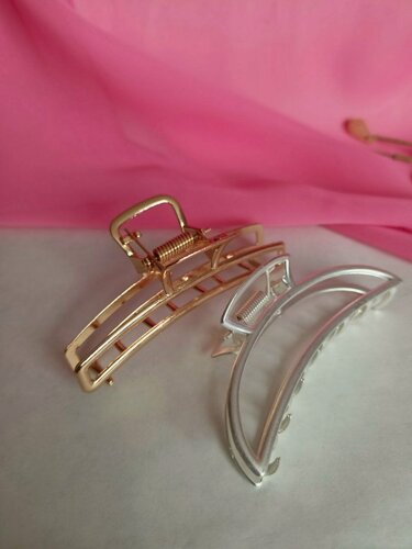 Изображение товара Крабы для волос, металл, 7,5см;8см красное, белое золото, набор 2 шт