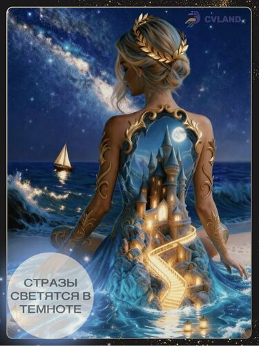 Изображение товара Алмазная мозаика CVL "Фэнтези: Девушка у моря", с 3D-эффектом, круглая форма страз, 60x80 см