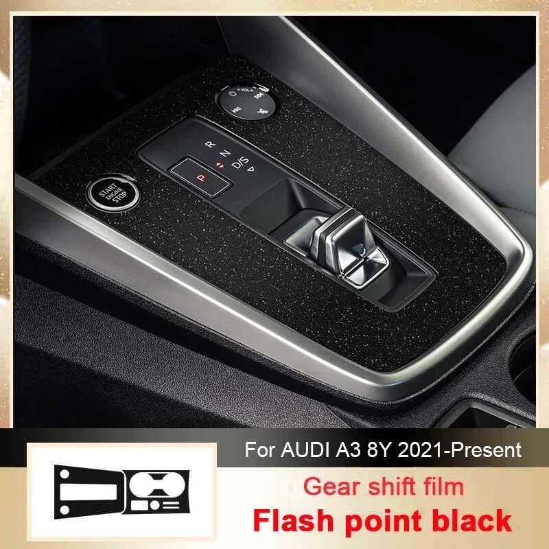 Наклейка на панель переключения передач Audi A3 8Y 2021+ черная Flash