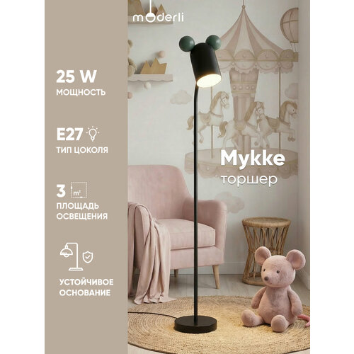 фото Торшер moderli v11280-1f mykke, черный, зеленый