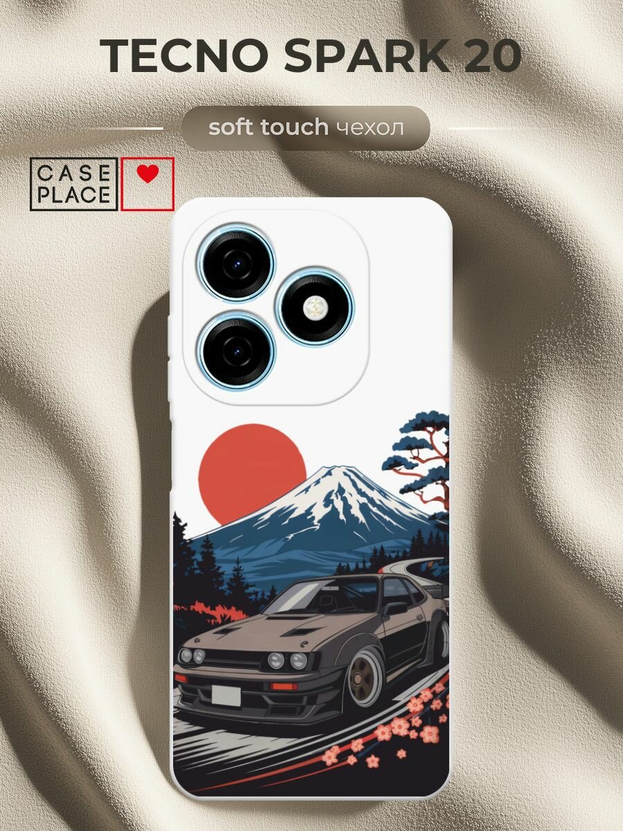 Чехол на Tecno Spark 20 / Текно Спарк 20 с принтом Car and Fuji