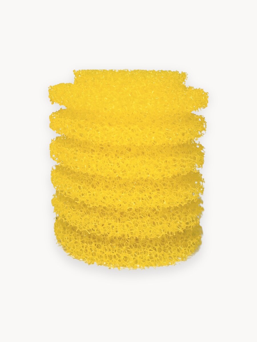 Сменная крупнопористая круглая губка для аквариумного фильтра, для BARBUS, SOBO, FERONIA и др. 65х70мм, цилиндр, желтая