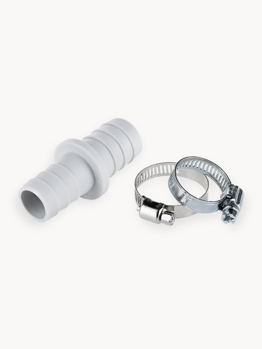 Соединитель поливочных шлангов переходной 3/4" х 1" в комплекте с хомутами