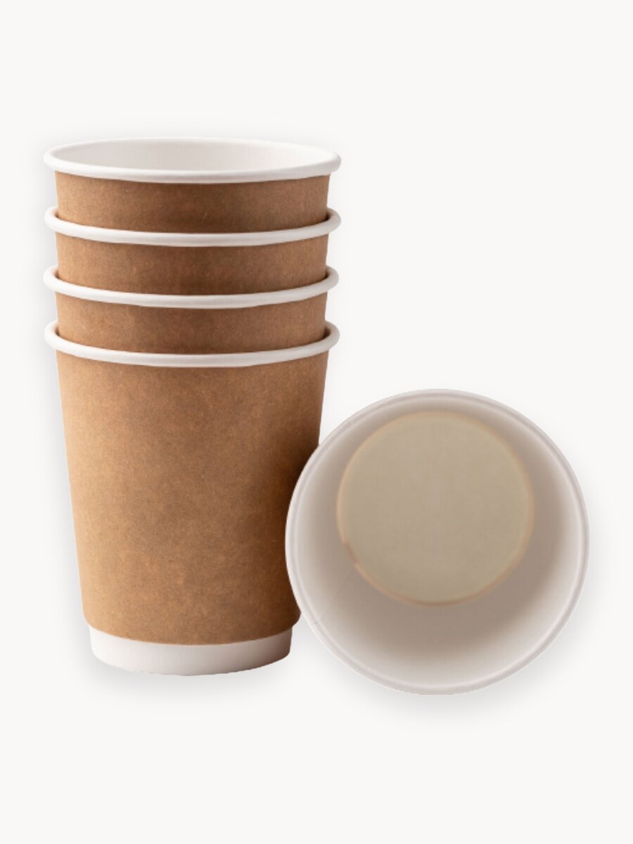 Стакан двухслойный бумажный 250 мл "Крафт", (32шт)