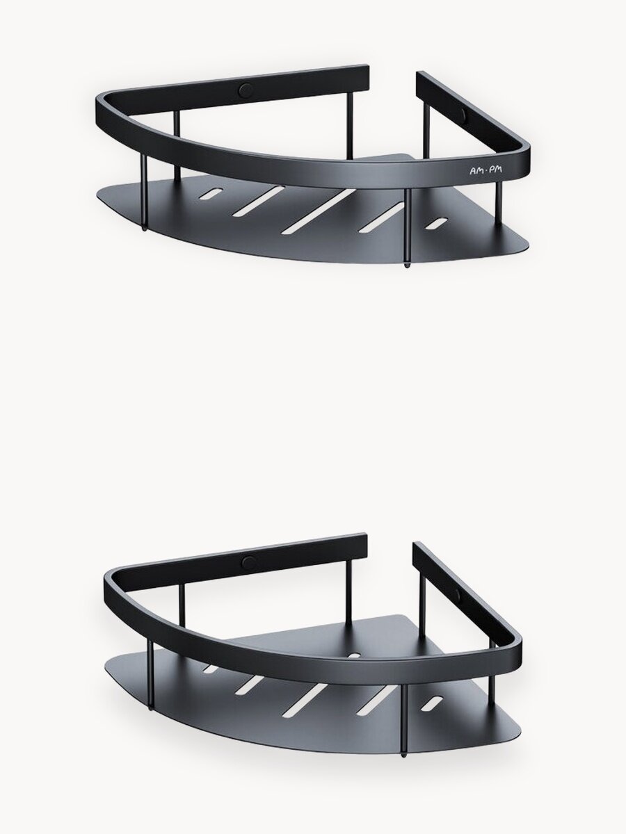 Полки для ванной комнаты AM.PM Sense L угловые черные 2шт, полка угловая нержавеющая сталь
