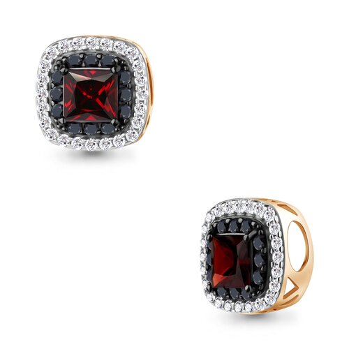 фото Подвеска diamant online, серебро, 925 проба, золочение, кристалл, гранат, фианит, размер 1.2 см., микс