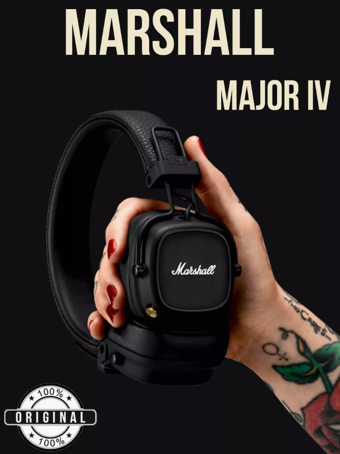 Наушники Marshall Major IV, Black/Черный, беспроводные, Bluetooth, складные