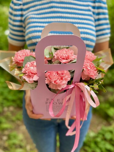 Изображение товара Букет Ок! ЦветОк, диантусы, нежный, в сумочке, 7 шт, розовый