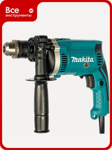 Изображение товара Ударная дрель Makita HP1630K с реверсом, щеточным двигателем, ключевой патрон, одноступенчатая регулировка оборотов