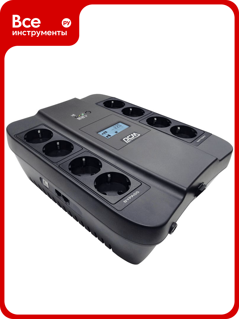 Источник бесперебойного питания Powercom SPIDER, интерактивная, 900 ВА/540 Вт, Tower SPD-900U LCD