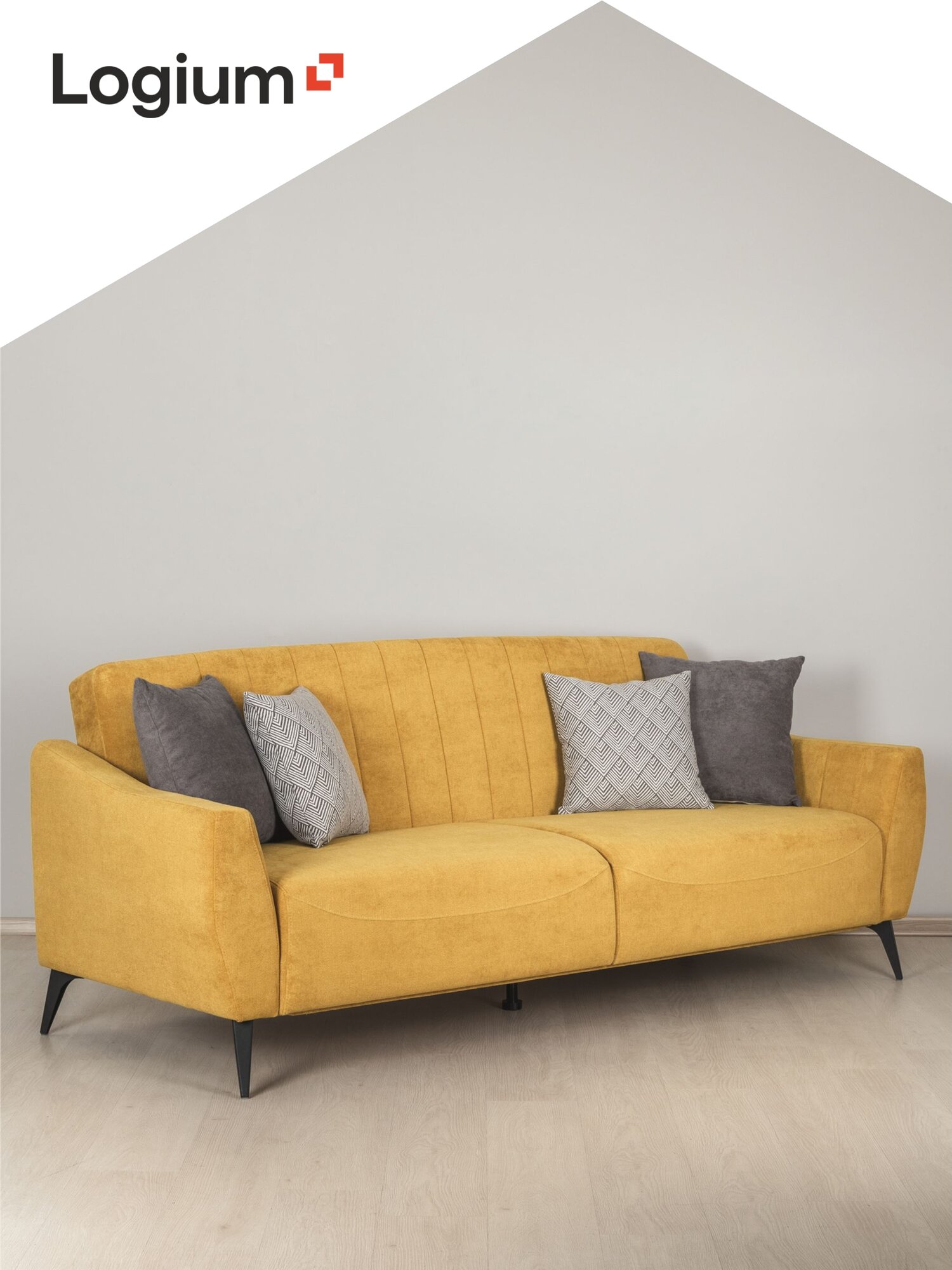 Диван раскладной Боне 01.02, Велюр Happy 560, Велюр Happy 980, Лофт 1 рогожка