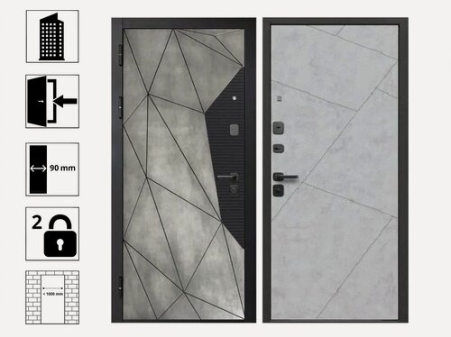 Изображение товара Дверь Ferroni 9 см Геометрия Бетон снежный 960L МДФ/МДФ входная дверь для дома