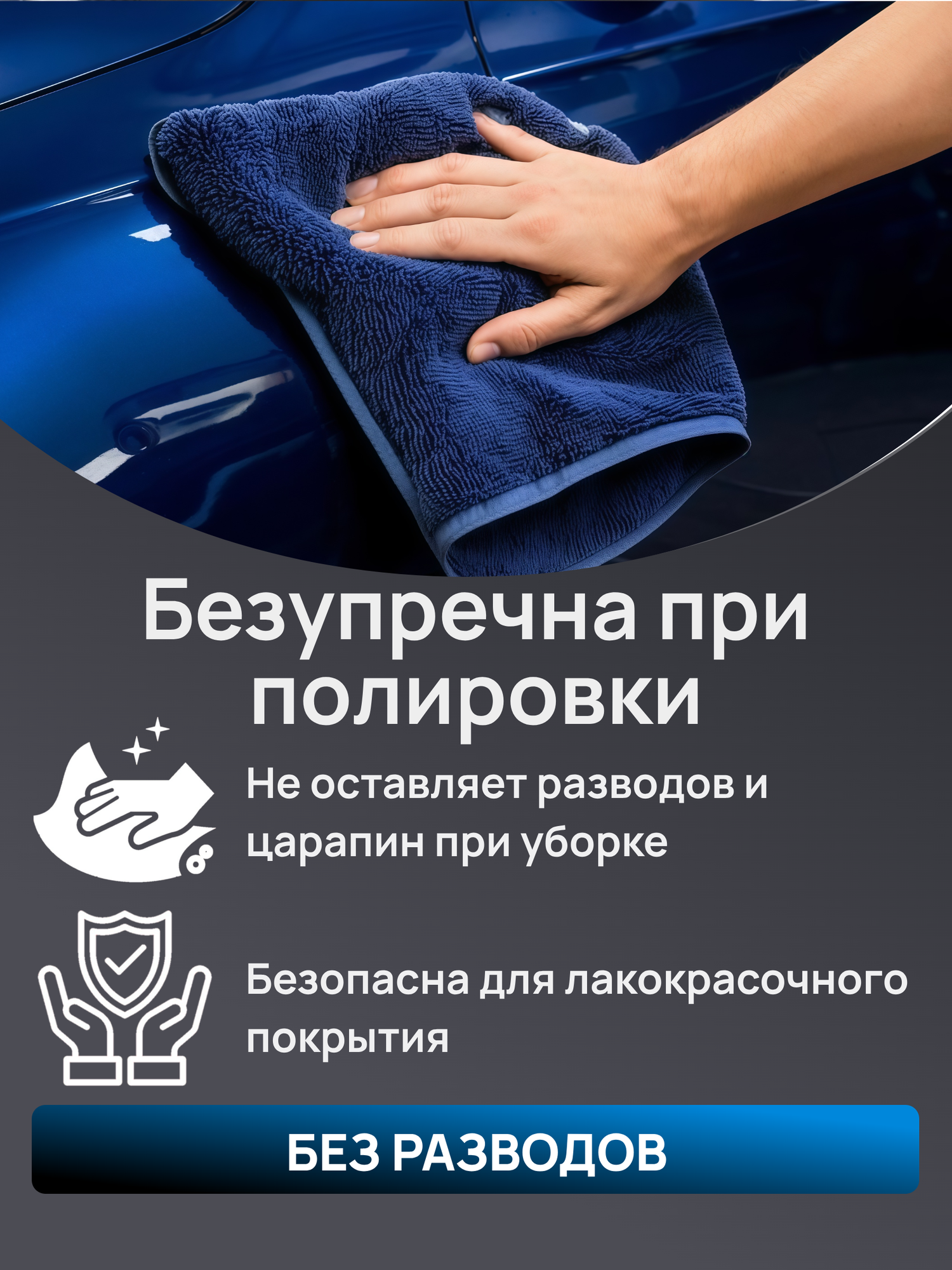 Салфетка Микрофибра тряпка для авто 40х60см — фото 1