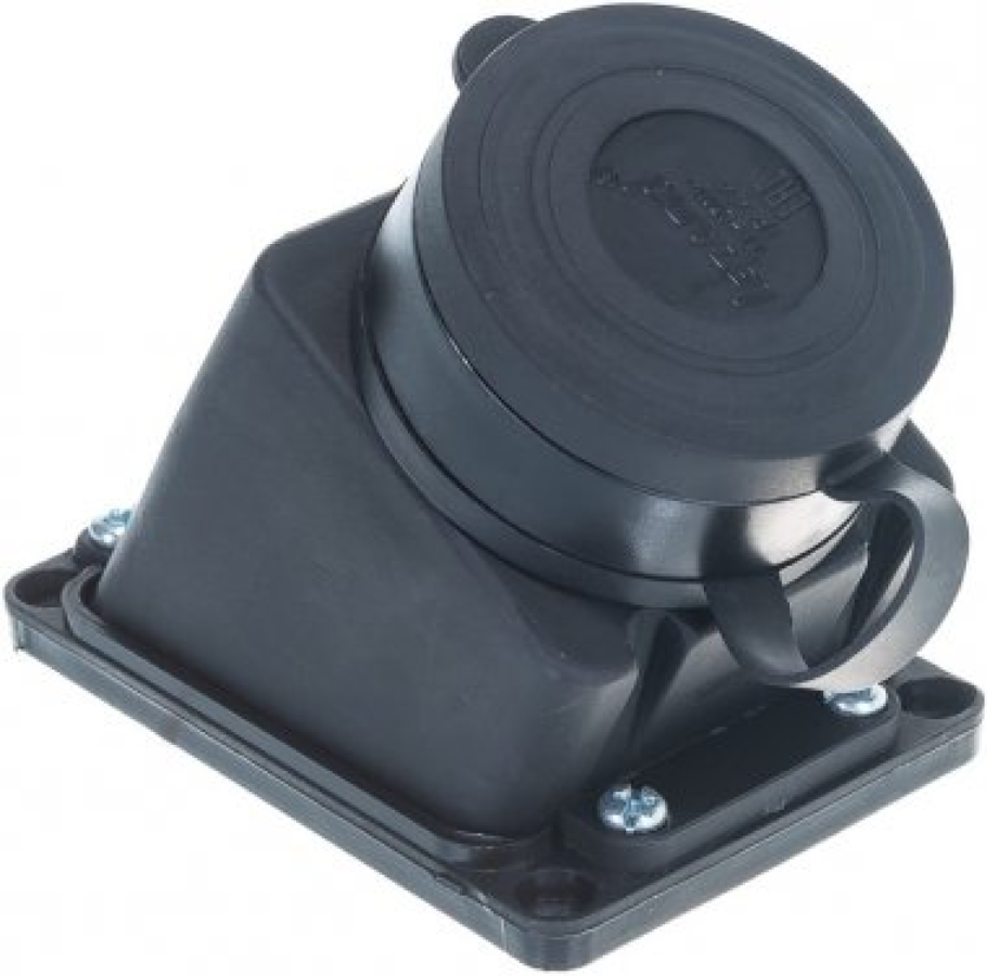 Блок розеток Lezard / Лезард 2Р+РЕ 1 гнездо 16 А 220-240V с заземлением с заглушкой каучук черный 106-0400-0104/104 / колодка электрическая для удлинителя