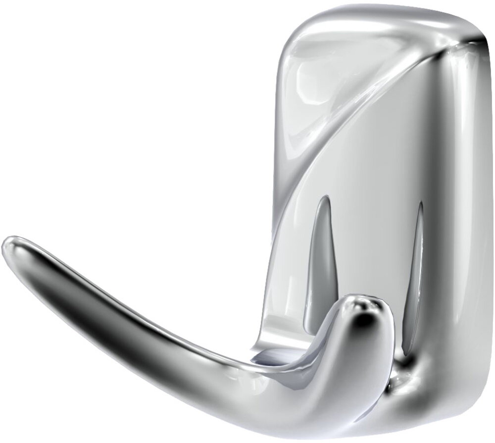 Крючок-вешалка для одежды Fora / Фора FLOWER двойной настенный из нержавеющей стали цвет хром 65х60х50мм в упаковке 1шт. / товары для дома