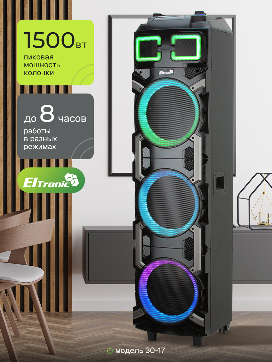 Беспроводная Bluetooth-колонка ELTRONIC 30-17с 2мя микрофонами, FM и TWS