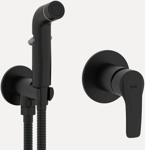 Изображение товара Гигиенический душ IDDIS Ray RAYBLR2i08 встраиваемый, скрытого монтажа, со смесителем, черный, матовый, латунь, рычажный, смеситель для биде