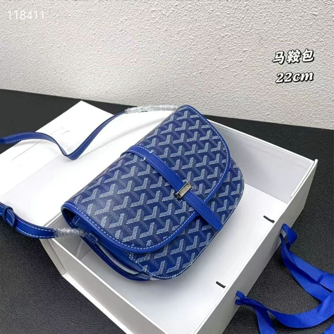 Сумка кросс-боди Goyard GOYARD, фактура пэчворк, гладкая, голубой,