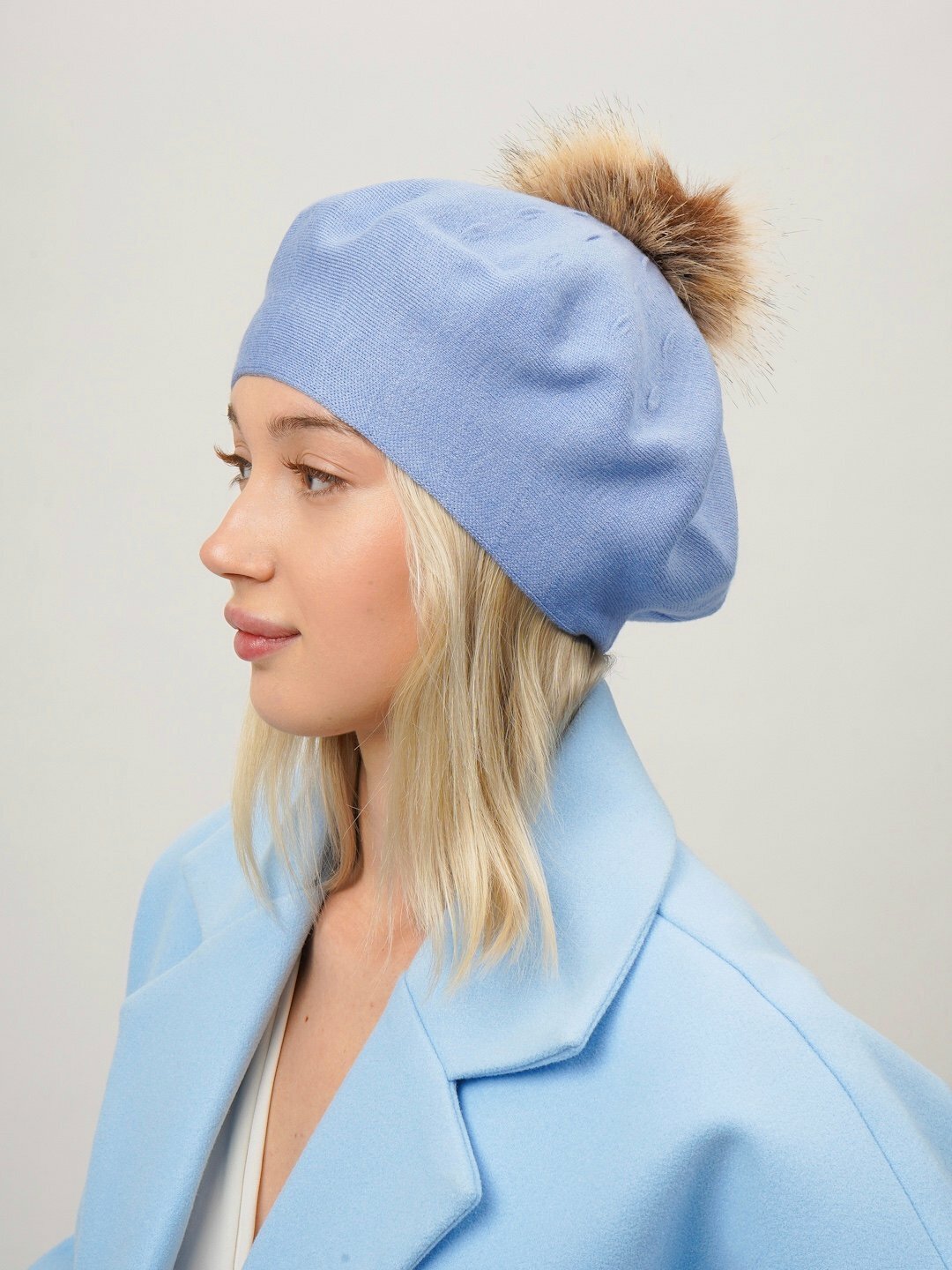 Шапка-бини для взрослых и детей, размер 56, лавандовый — фото 1