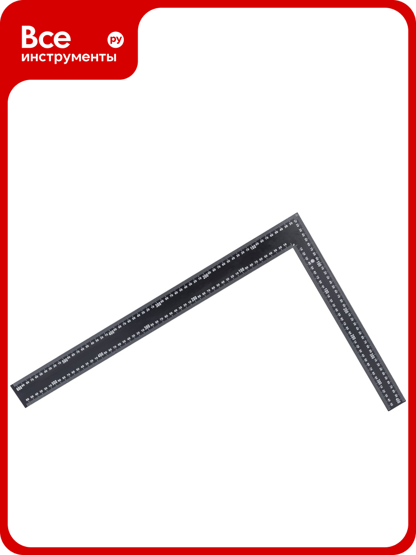 Металлическая линейка угольник МастерАлмаз 600х400 мм  цвет черный 10509131