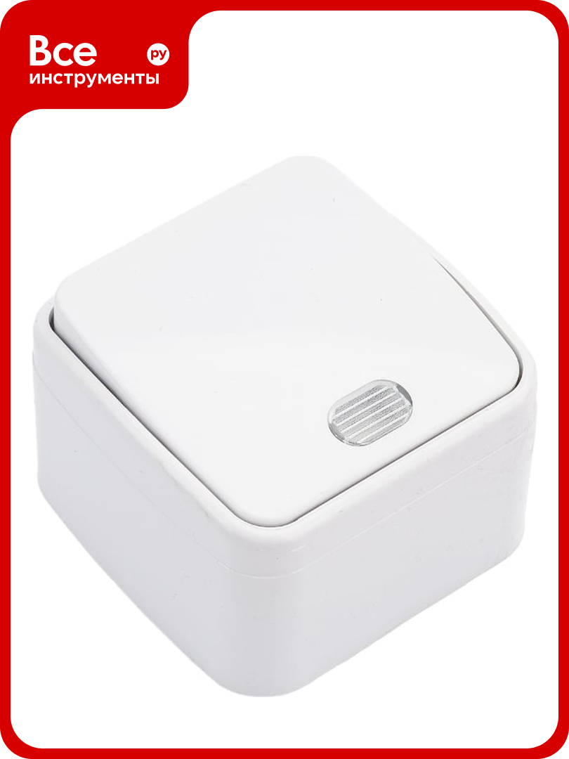 Одноклавишный выключатель STEKKER открытой установки  250В 10А  с подсветкой Basic PSW10 31 20 39029