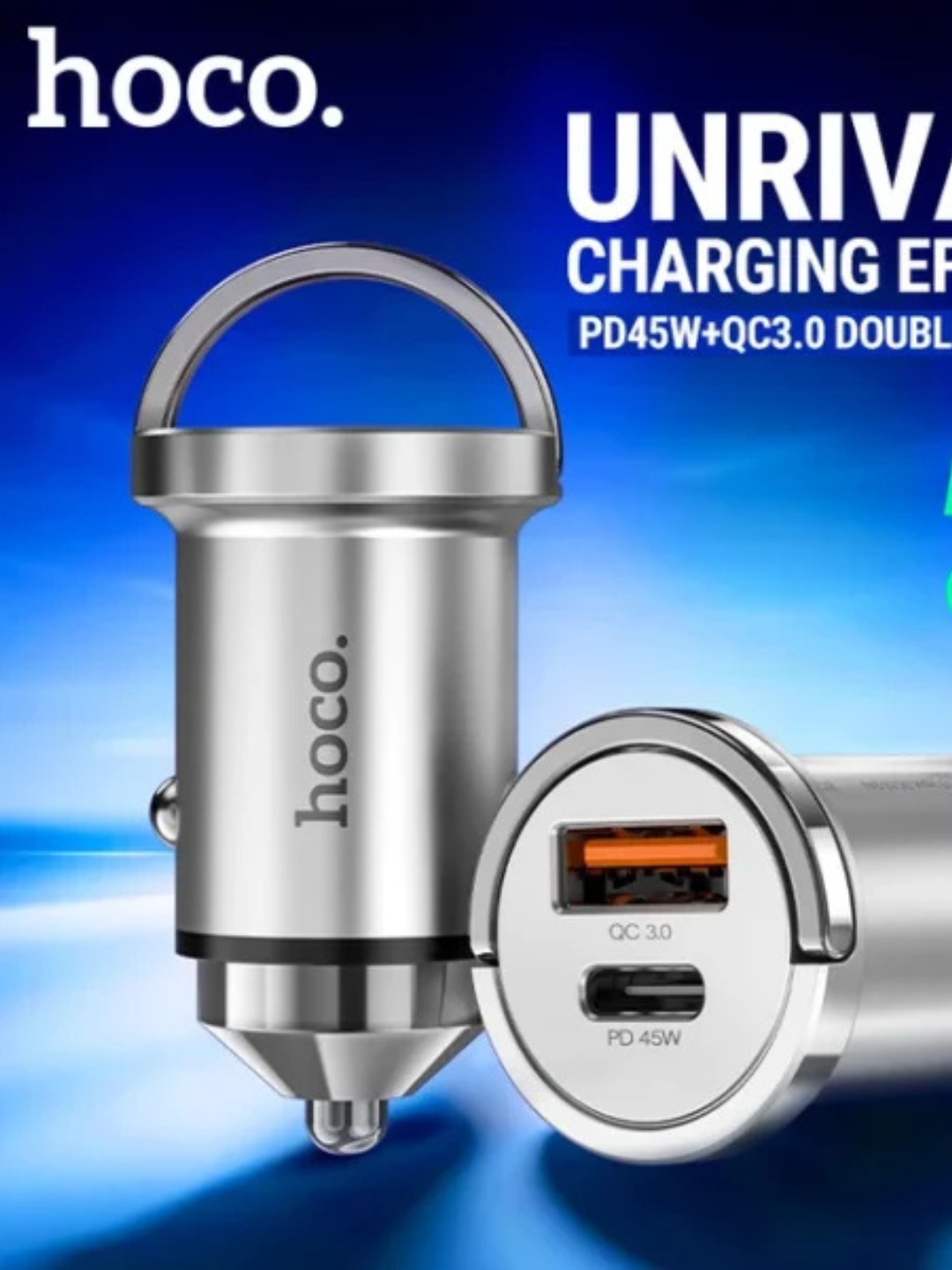 Автомобильное зарядное устройство Hoco NZ10, USB Type-A + Type-C