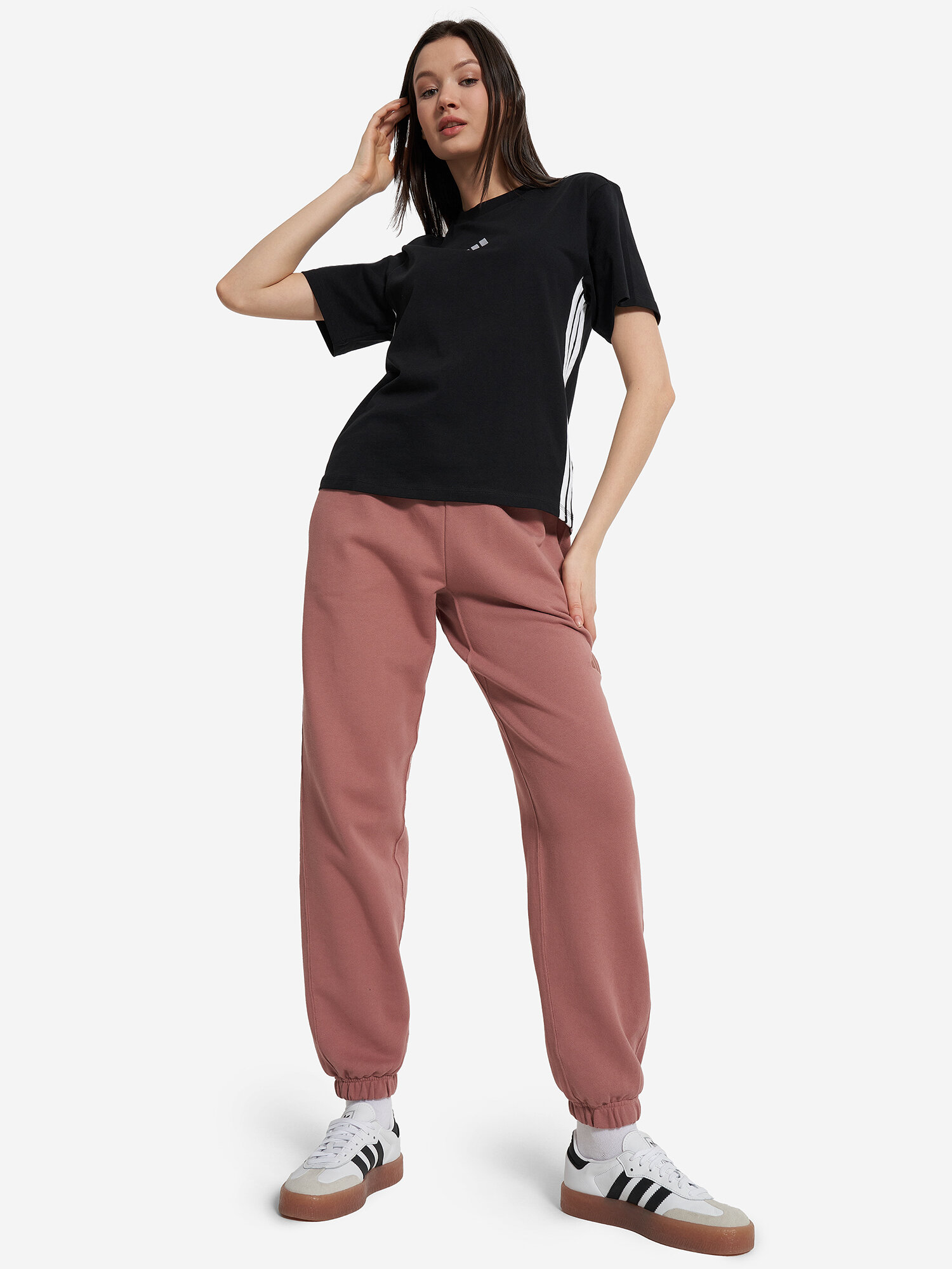 Футболка спортивная adidas, размер L, черный/белый — фото 1