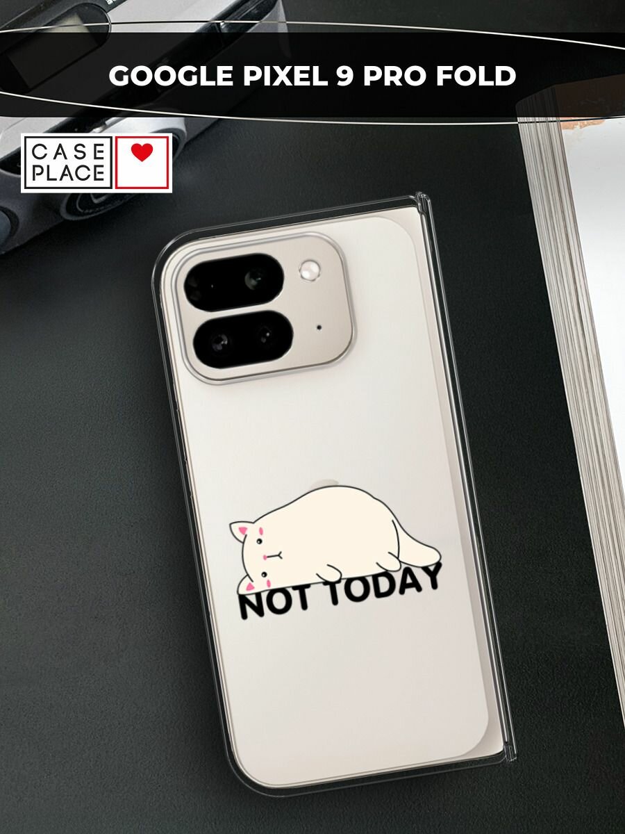 Чехол на Google Pixel 9 Pro Fold / Гугл Пиксель 9 Про Фолд с принтом "Cat not today", прозрачный