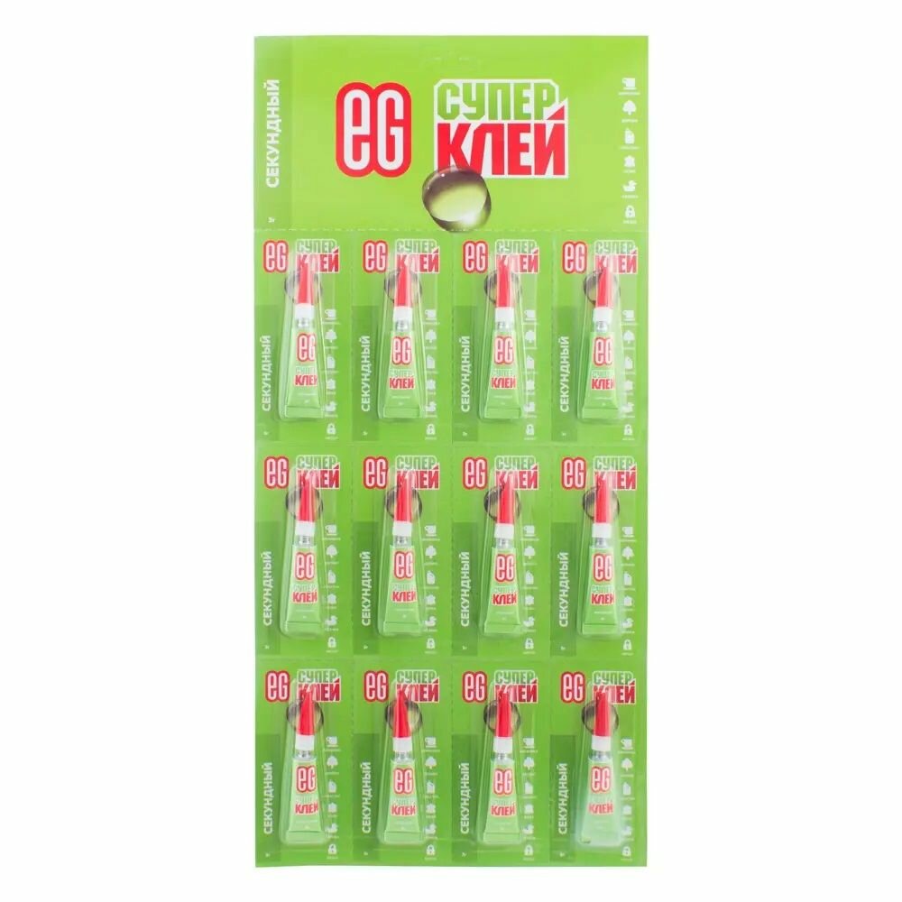 Секундный клей Еврогарант 3 г  блистер 12 шт