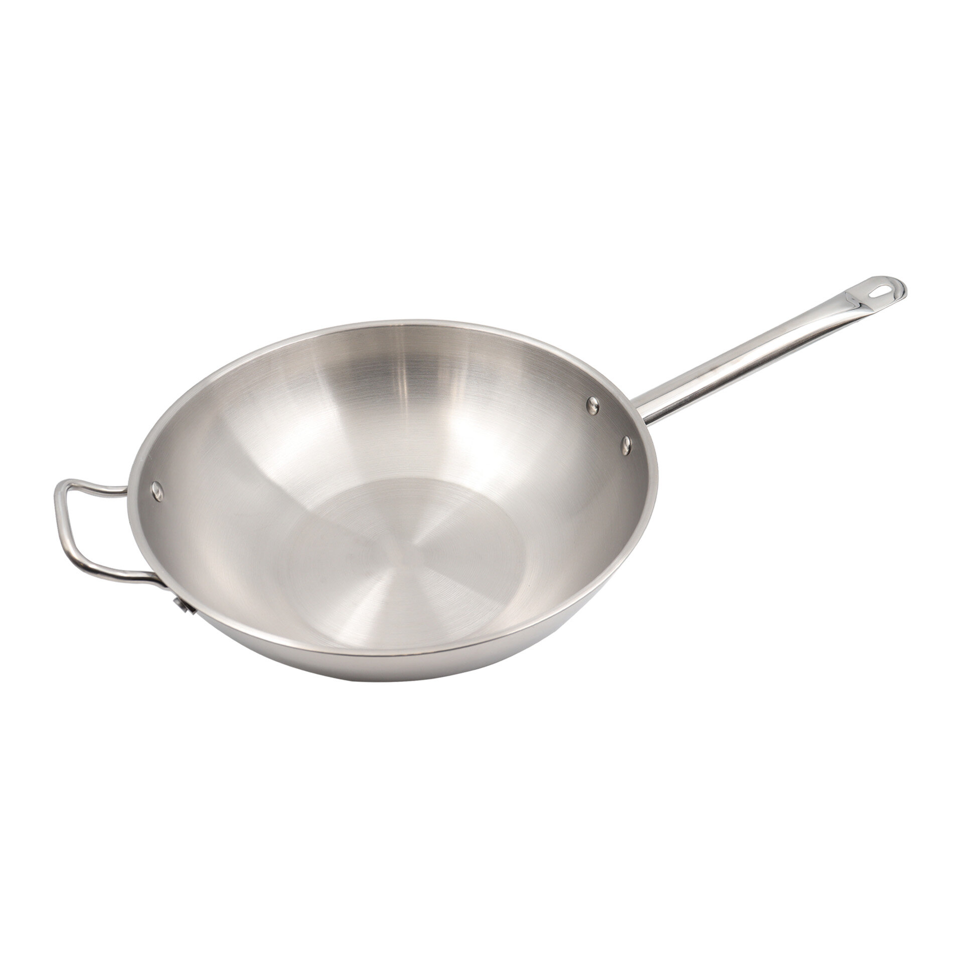 Сковорода Вок, D-34 см, H-10 см, нержавеющая сталь, 2 ручки, Катунь.