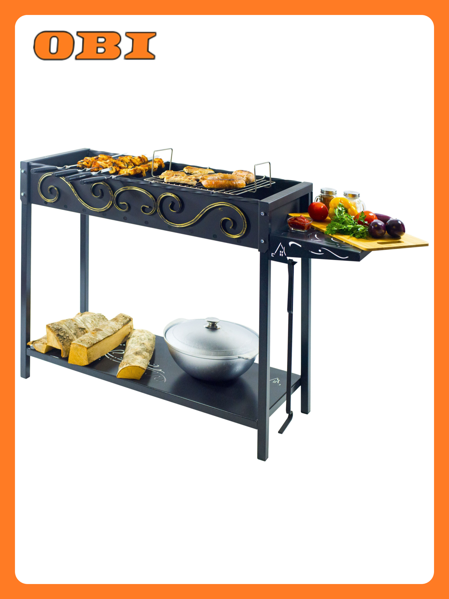 Мангал стационарный Садко 112х36х80 см