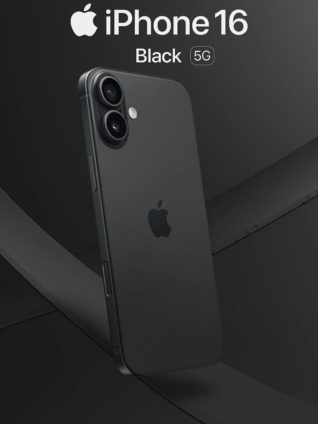 Смартфон Apple iPhone 16, 128 GB, eSIM+SIM, Black, чёрный, 6,1"