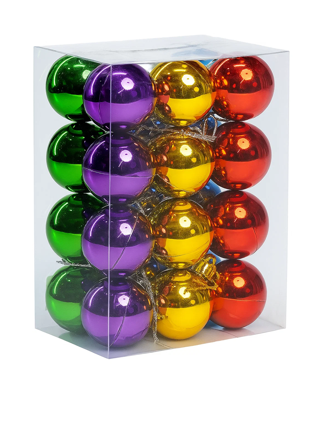 Ёлочные шары 3 см, набор 24 шт, разноцветные блестящие украшения для новогодней ёлки