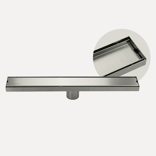 Изображение товара Трап для душа, санакс 500х70 мм, нержавеющая сталь, с сухим затвором, сатиновый