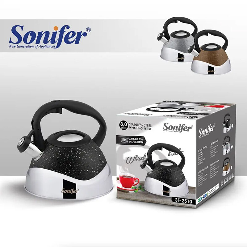 Чайник SONIFER , металлический, SF-2510, со свистком для всех видов плит, 3,0 л