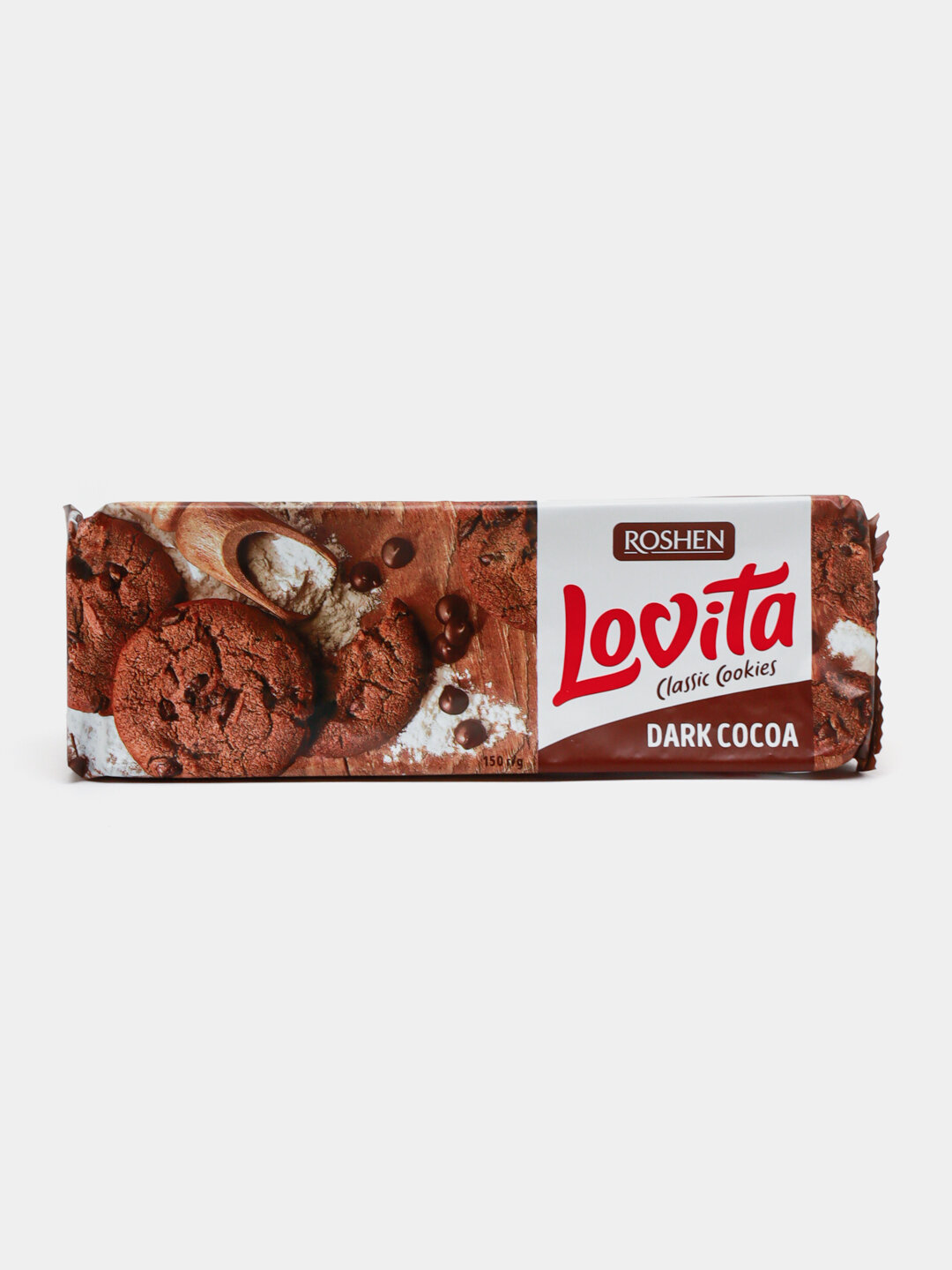 Сдобное печенье Roshen Lovita Classic Cookies, с какао и кусочками глазури, 150 г