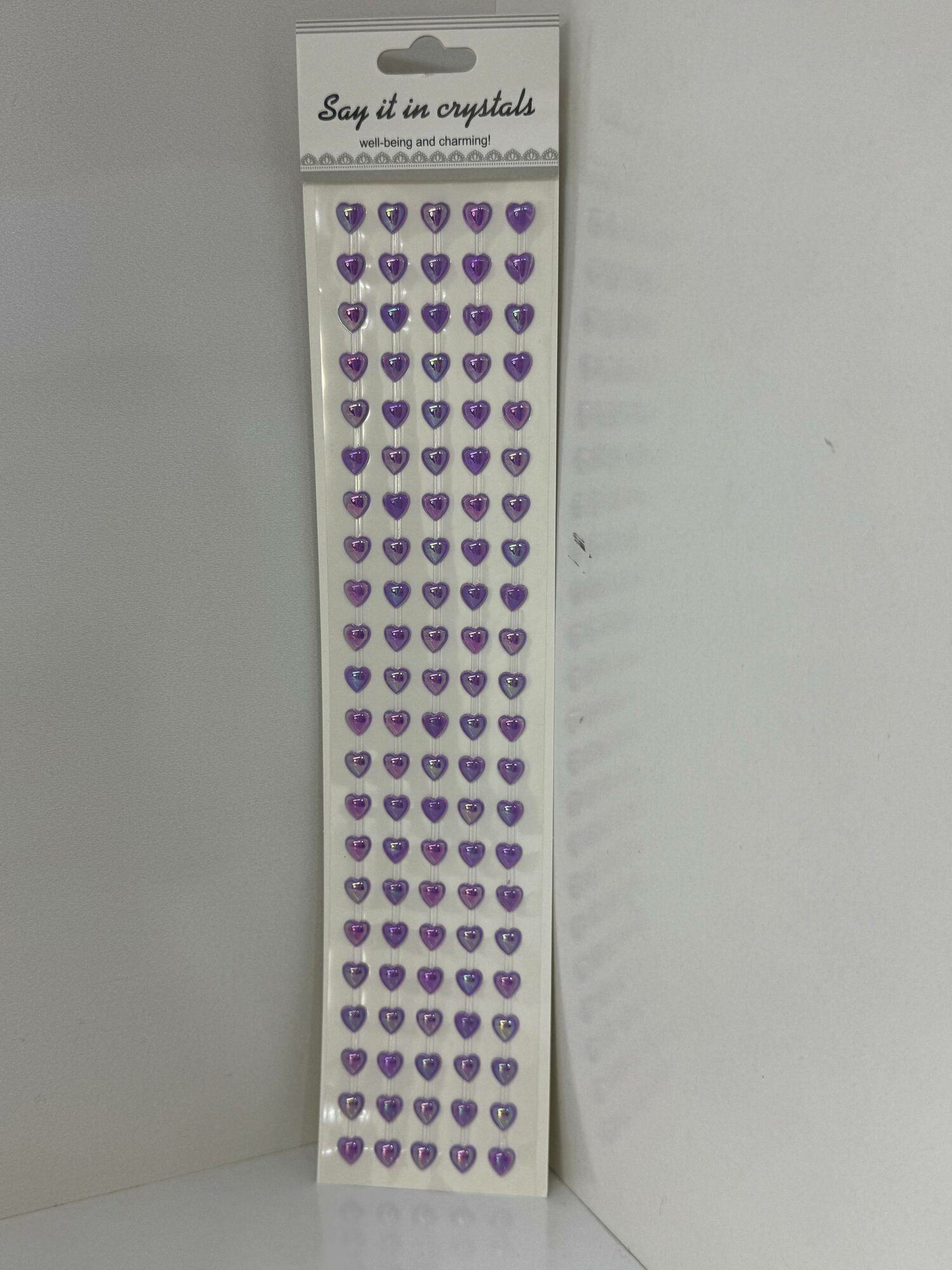 Самоклеящиеся Стразы-Сердечки "Say it in crystals", фиолетовые