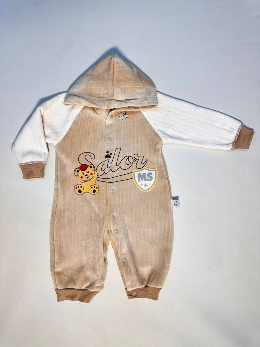 Комплект одежды , размер 80, бежевый/белый — фото 1