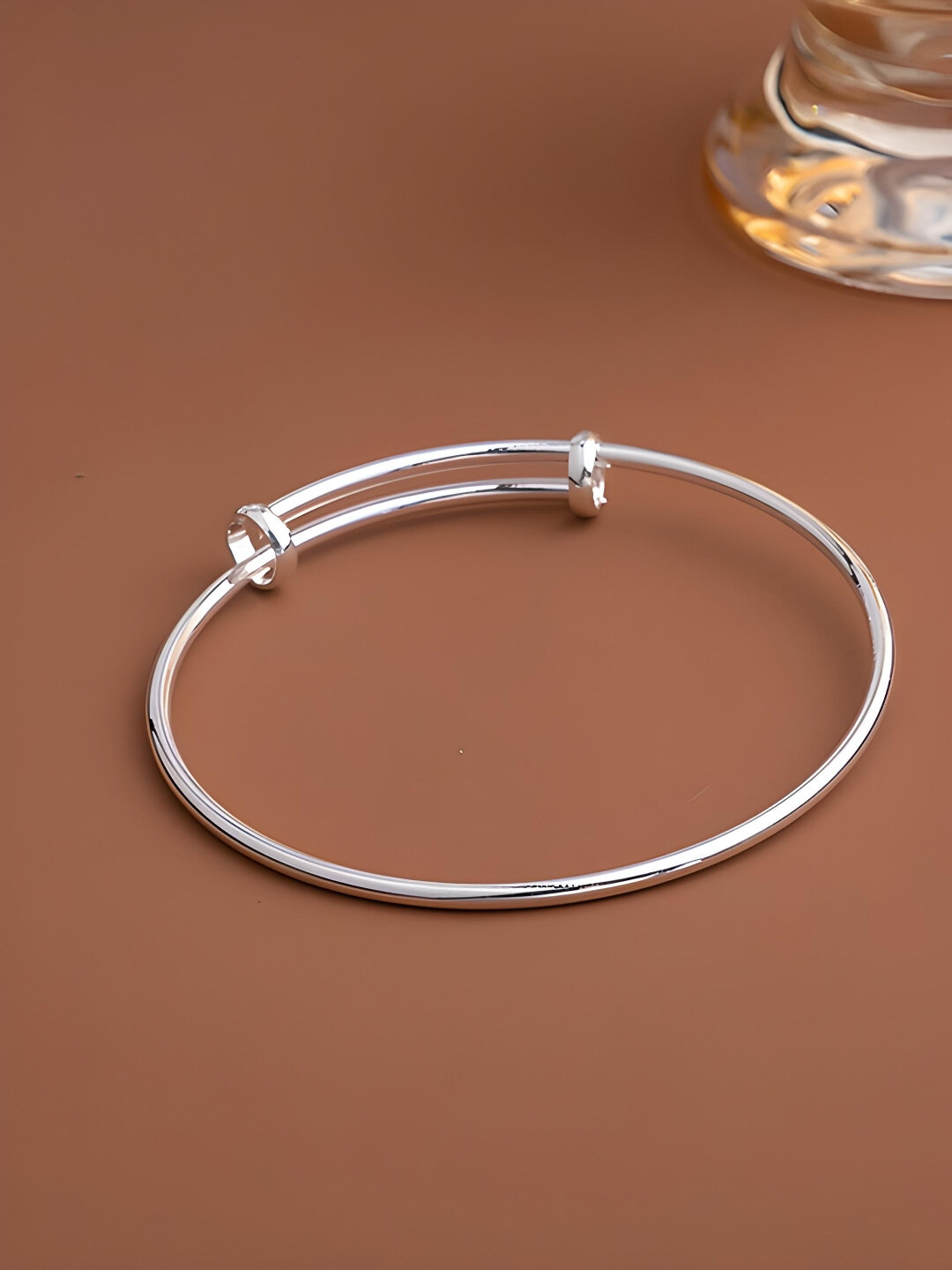 Жесткий браслет, 1 шт., размер 6 см, размер XL, диаметр 6 см, серебряный — фото 1