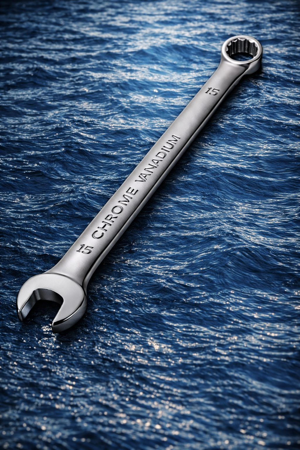 Гаечный ключ комбинированный 15 мм, Chrome Vanadium, рожково-накидной, усиленный