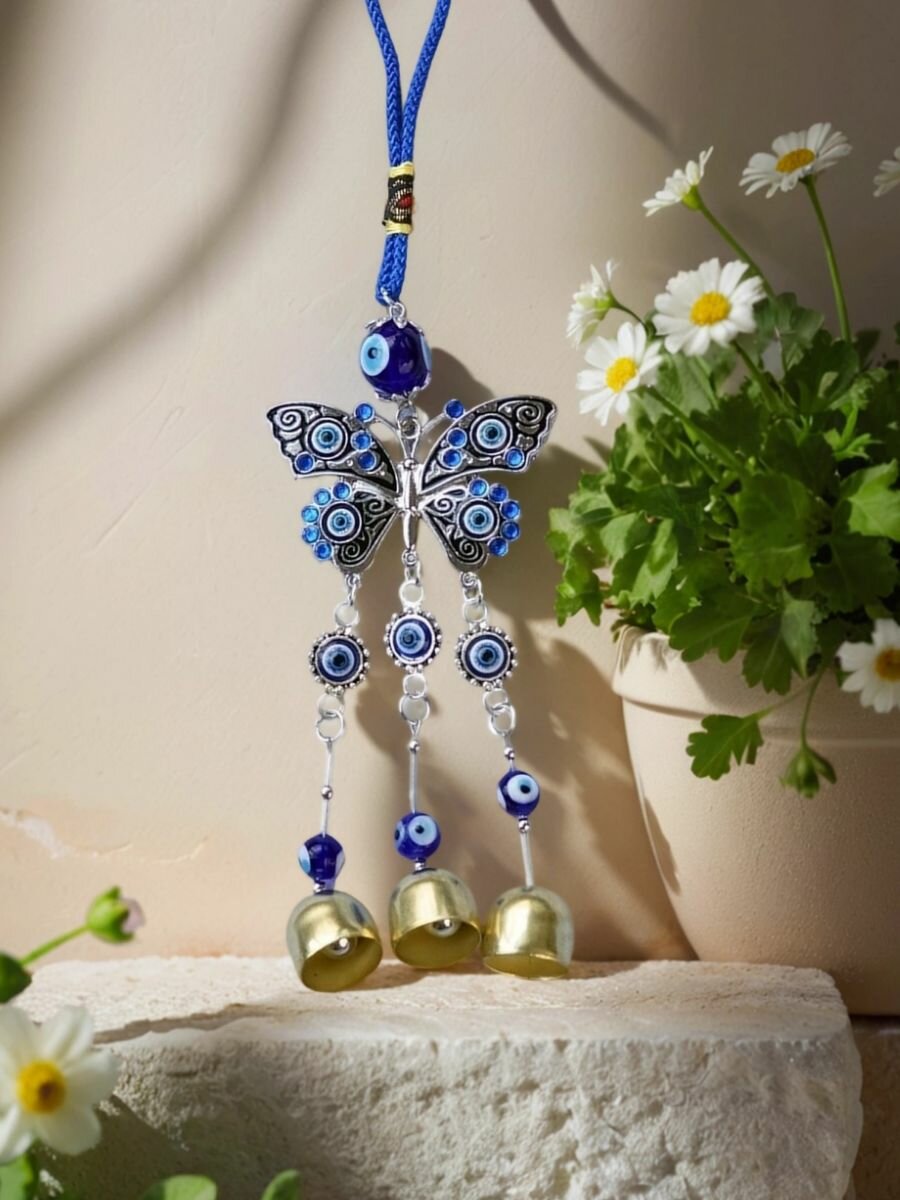 Оберег для дома ладонь фатимы, подвеска интерьерная бабочка — фото 1