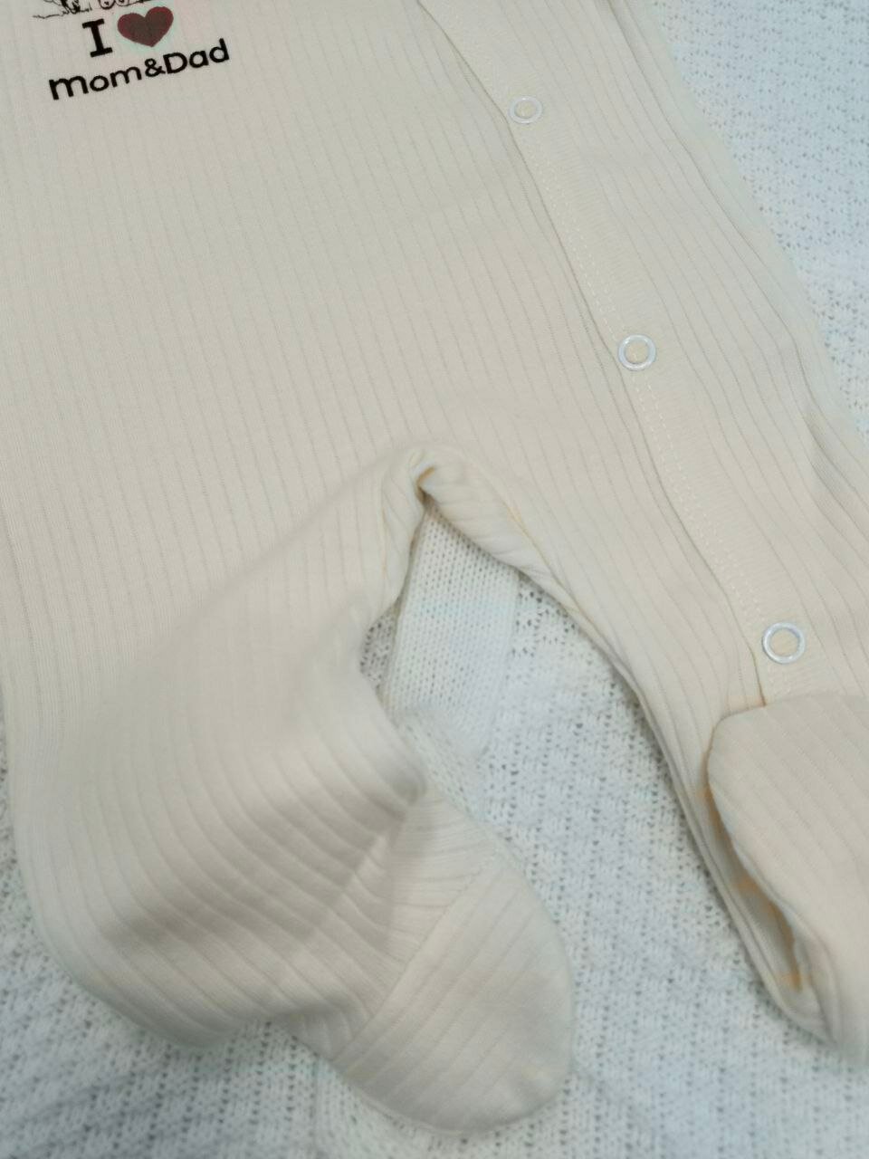 Комбинезон  1, закрытая стопа, размер 0-2 мес, желтый — фото 1