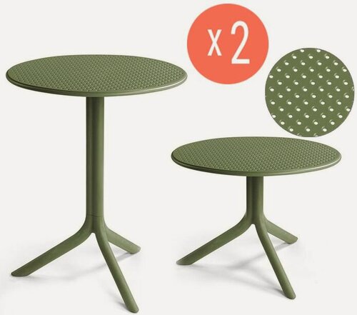 Изображение товара Комплект столов садовых обеденных NARDI Step + Step Mini, 2 шт, цвет зеленый, 60 см, Италия
