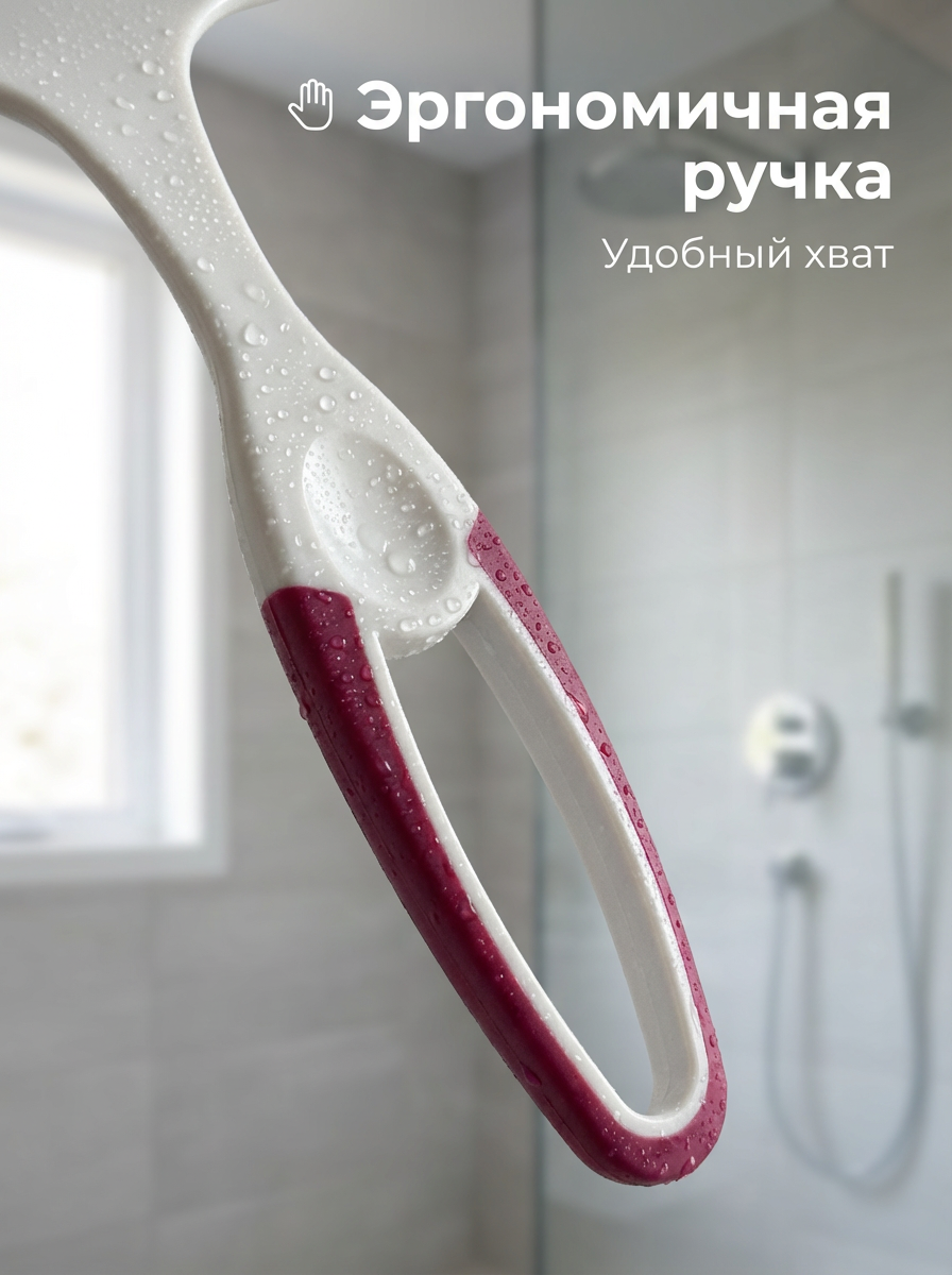 Скребок для стекол и зеркал, сгон для воды, 25 х 22см, Розовый — фото 1